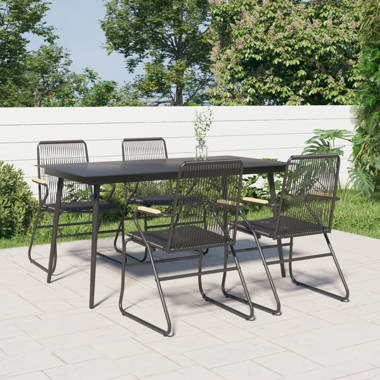 Vidaxl 9 piece outdoor dining online set with cushions poly rattan black